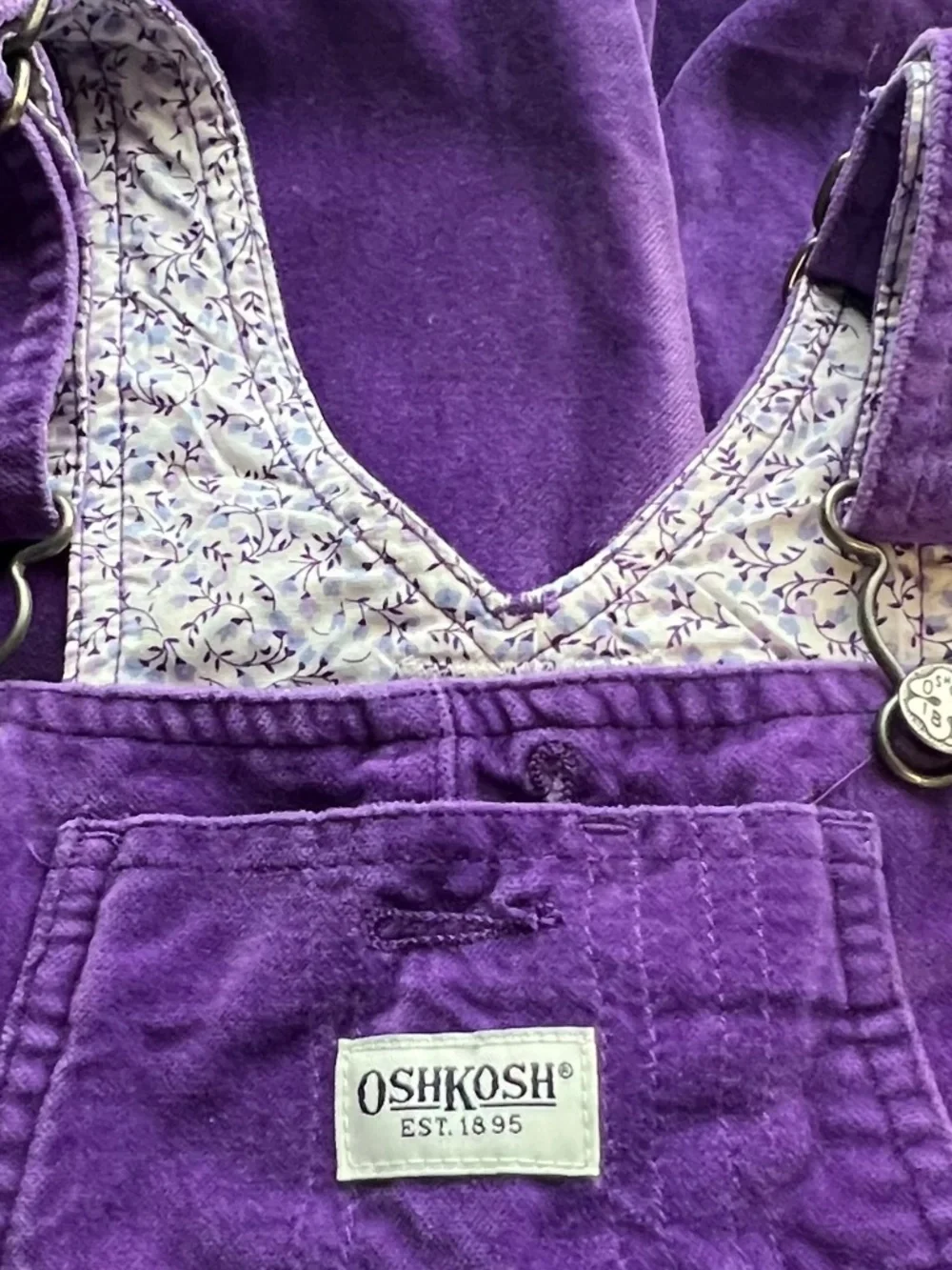 Gorgeous OshKosh Vintage Purple & Floral Overalls Girls 4 4T Velvet Excellent